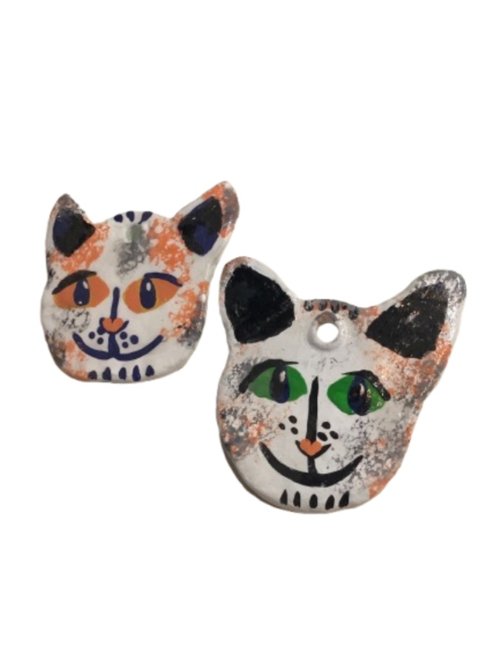 Calico Cat Face Ceramic Ornament (1)